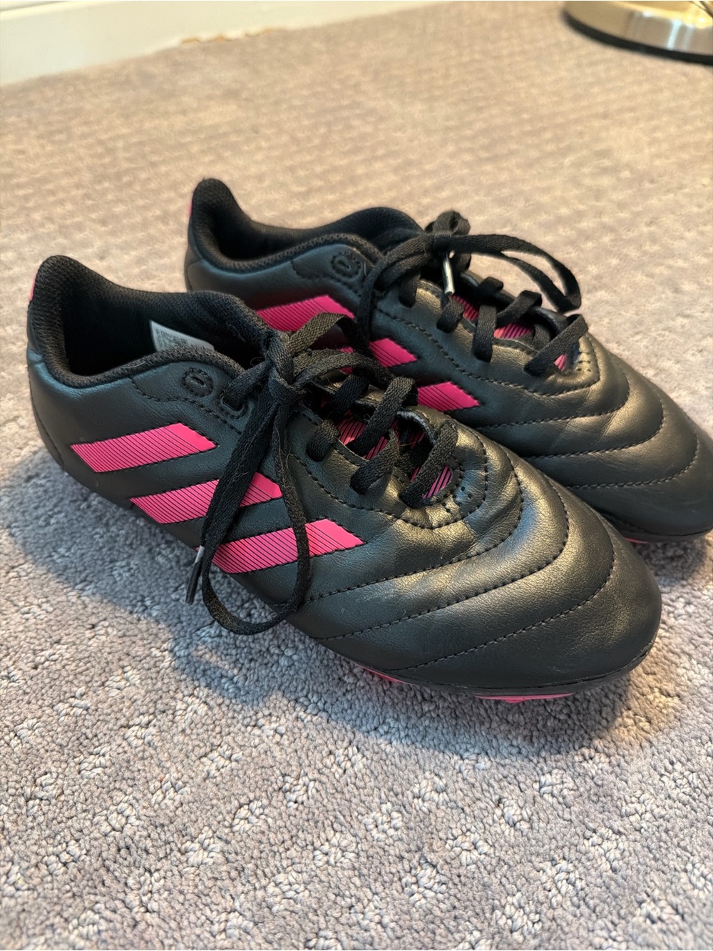 adidas Kids Black and Pink Soccer Sneakers